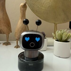 Cute Robot LED Desk Decor - Gray with Black Face